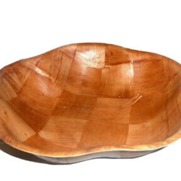 Home Master Two Ornate Vintage Woven Wood Bowl & Circle Tray Set - Picture 5 of 5